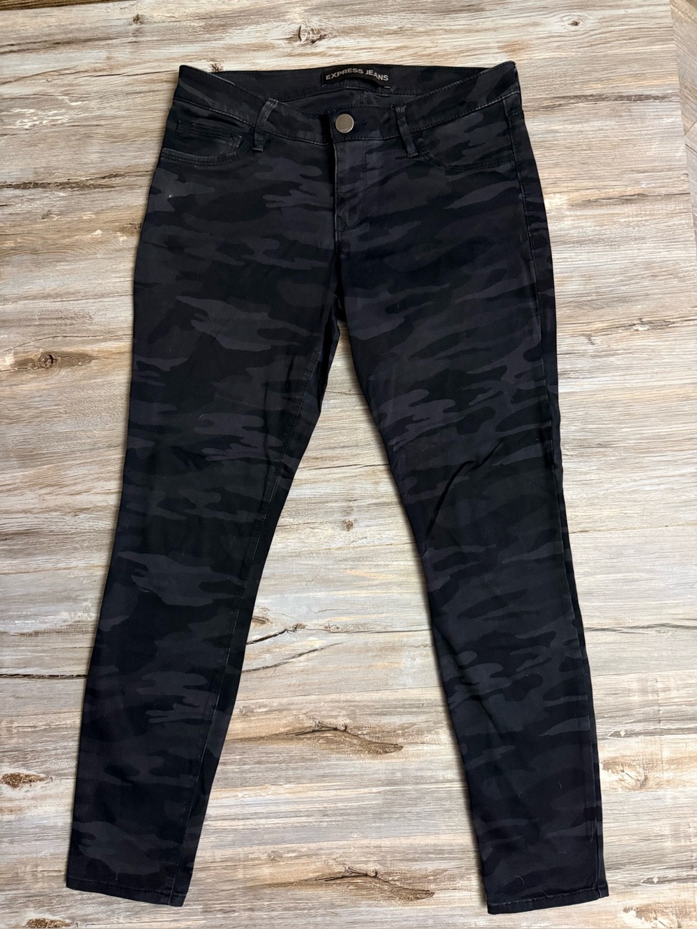 Express Ankle Legging Stella Low Rise Jeans Women 4 Black Camouflage Black Gray